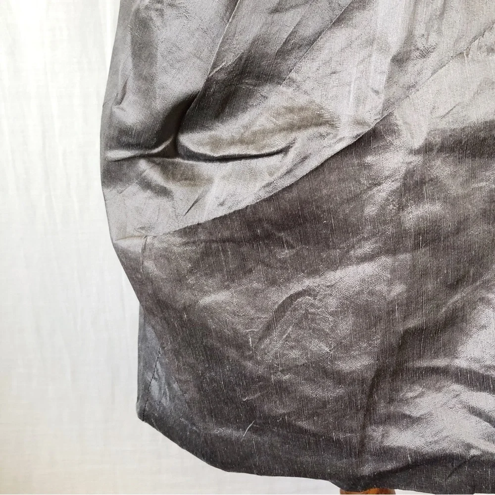 SISTE'S Size 8-10 Italian Grey Khaki Metallic Flax Blend Structured Dress Party - Picture 9 of 13